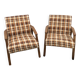 Vintage Scandinavian style armchairs in tartan fabric from the 60s
