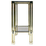 double-plated square tray in smoked glass and gilded brass structure from the late 1970s