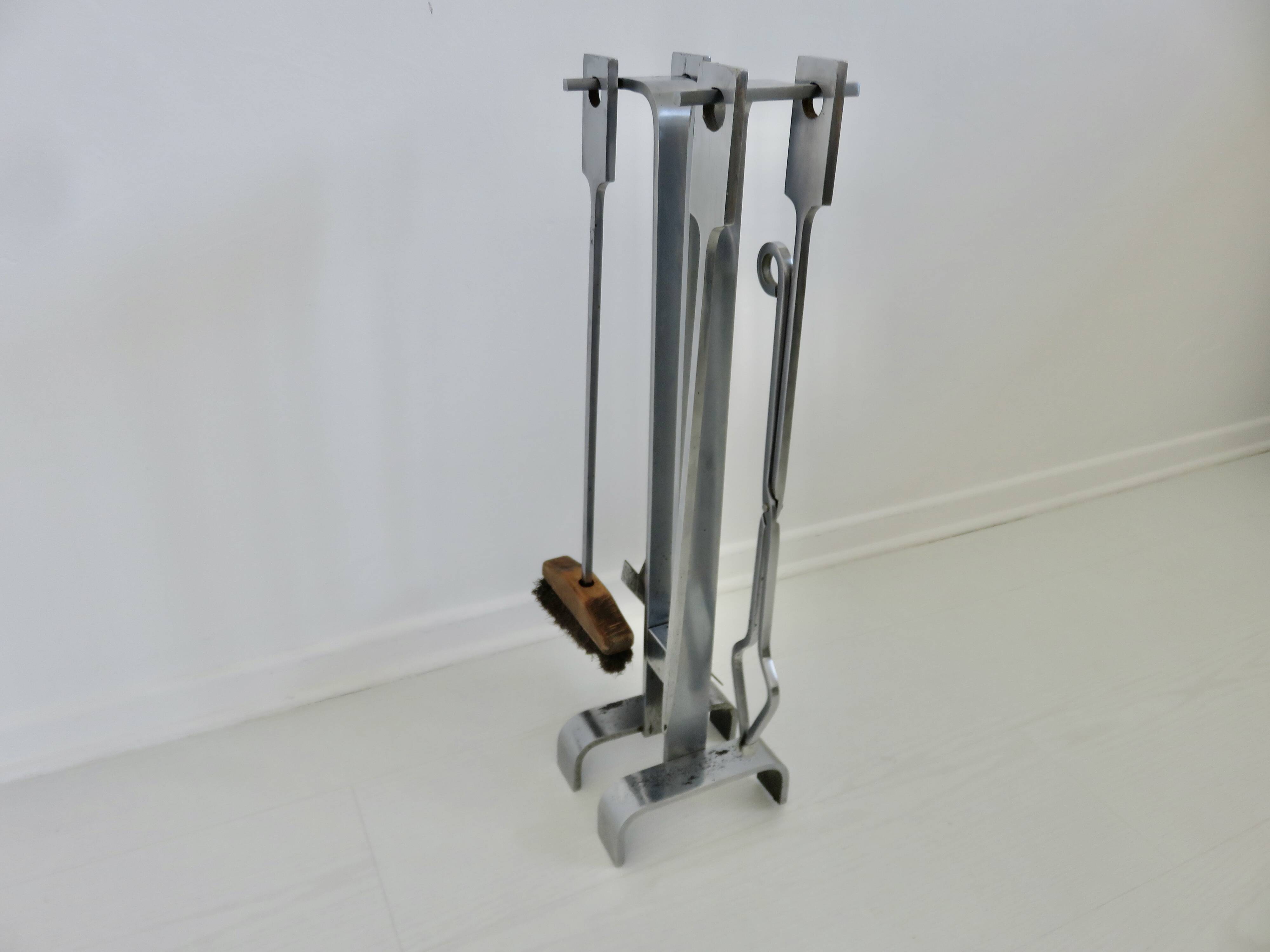 Fireplace set "Jean Paul Créations" signed, 1970