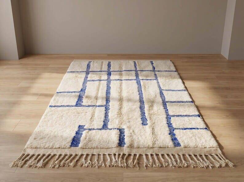 Traditional handmade pure wool Berber rug 2/3 m