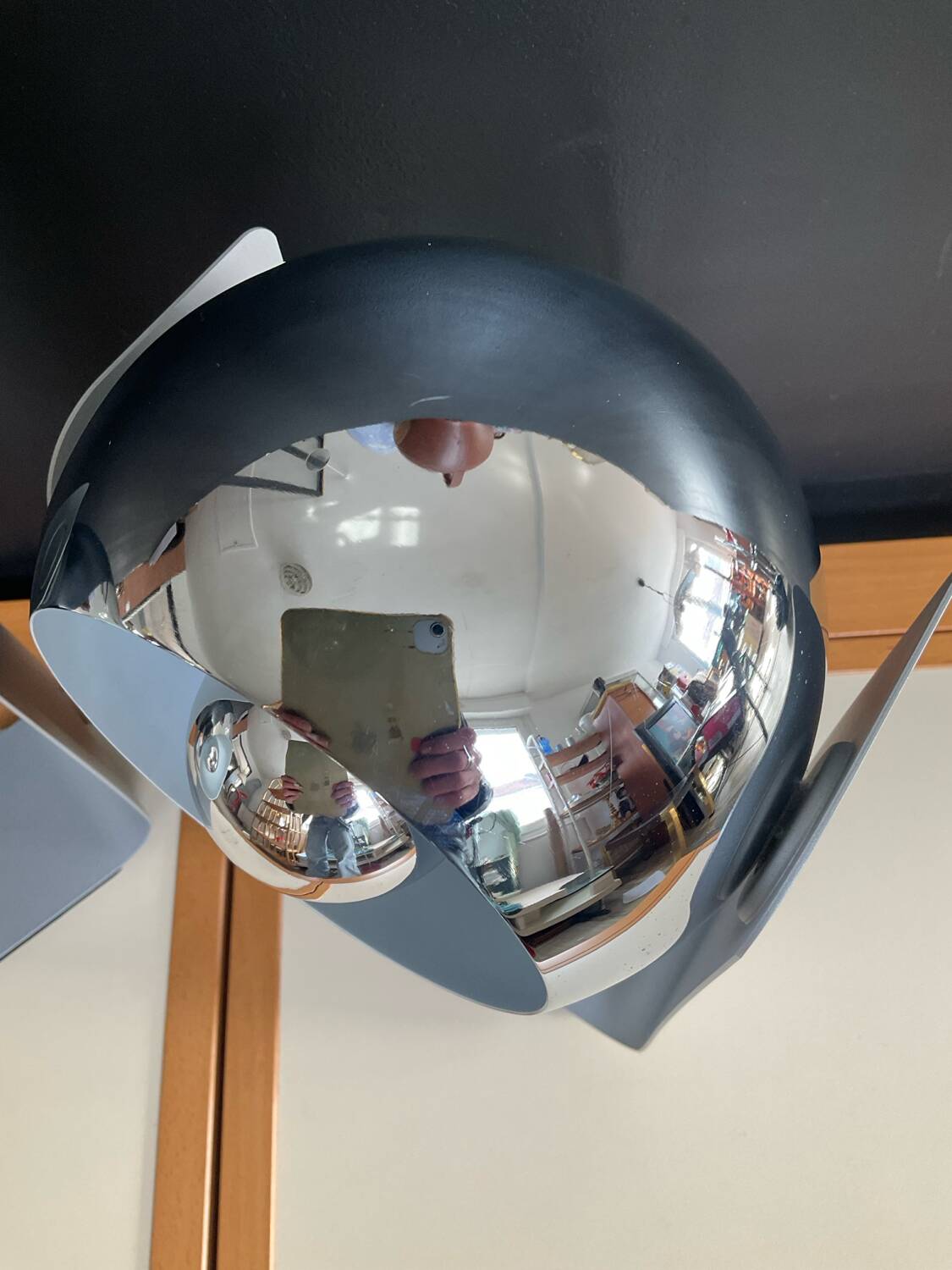 Pair of Eyeball lamps in chrome metal and aluminium