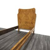 Art Deco Cubist Single Bed in Birch Burl, 1930s-1940s