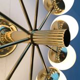 German brass ceiling lamp in mid-century modern space style by Kaiser Leuchten, 1960s.