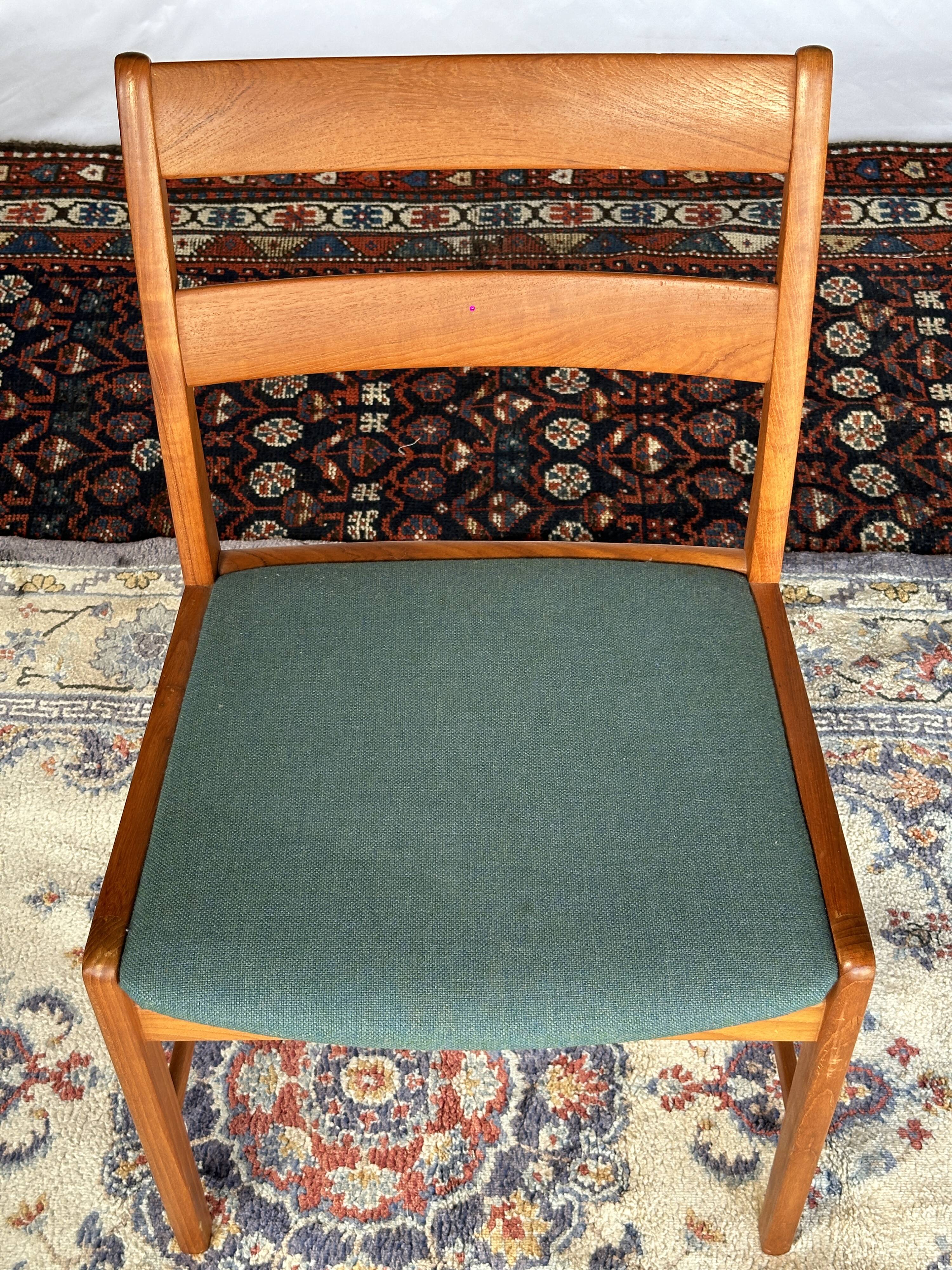 Set of 4 vintage Danish wood and wool chairs by Sax, Denmark 1960s