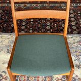 Set of 4 vintage Danish wood and wool chairs by Sax, Denmark 1960s