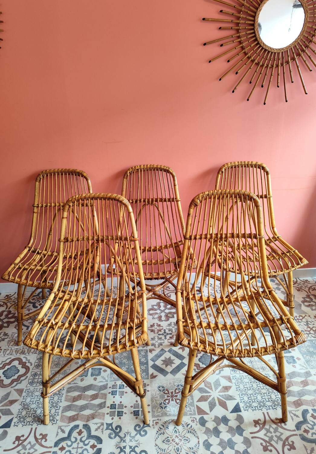 Chaises vintage en rotin