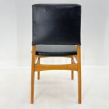 Set of 6 Leatherette & Wood Chairs, Czechoslovakia, 1960's