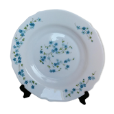 6 arcopal hollow plates veronica myosotis blue flowers 70s
