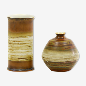 Paire de vases en grès « ateljé »  glaçure par John Andersson