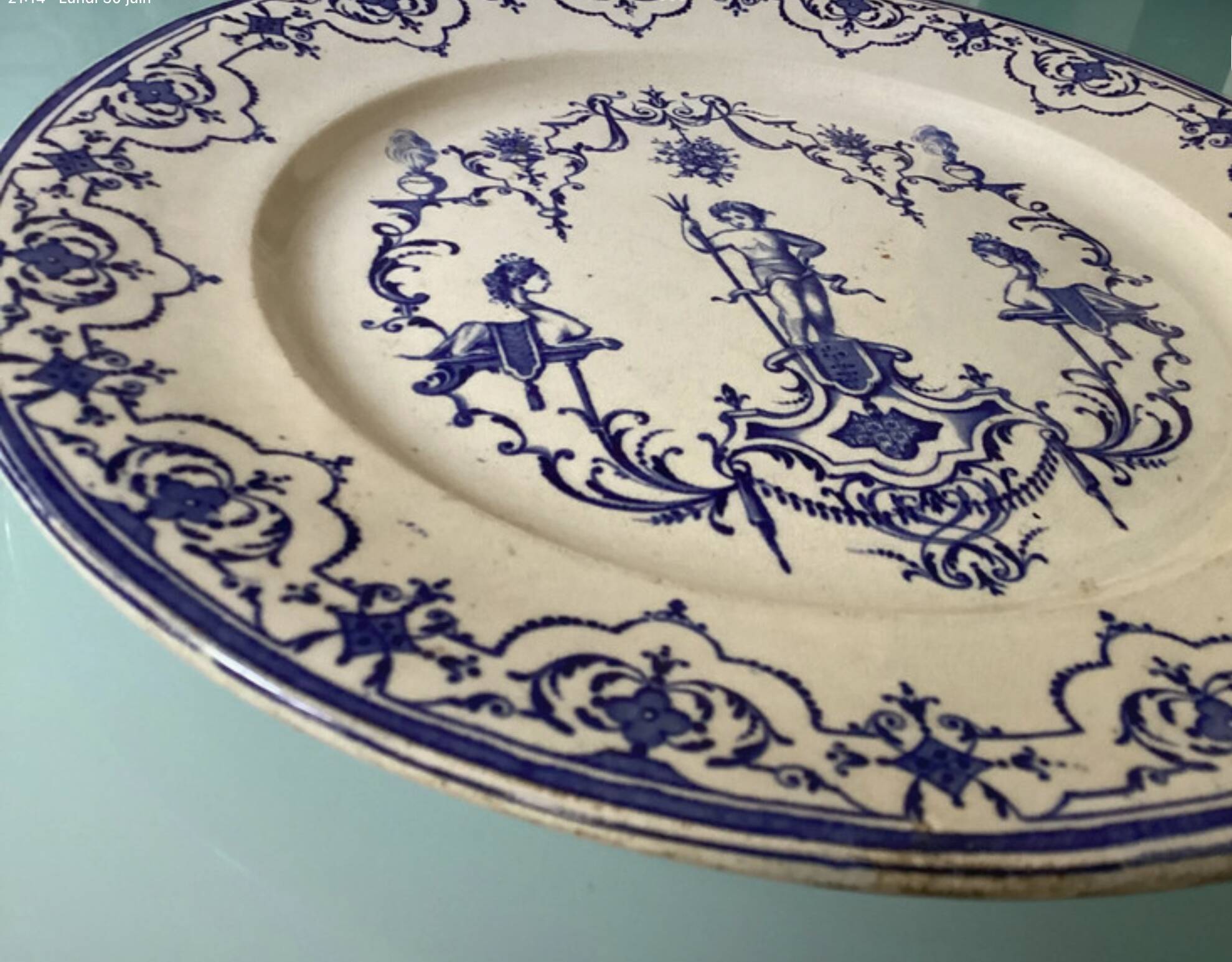 Antique Moustiers earthenware dish