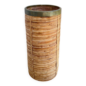 Rattan and brass umbrella basket
