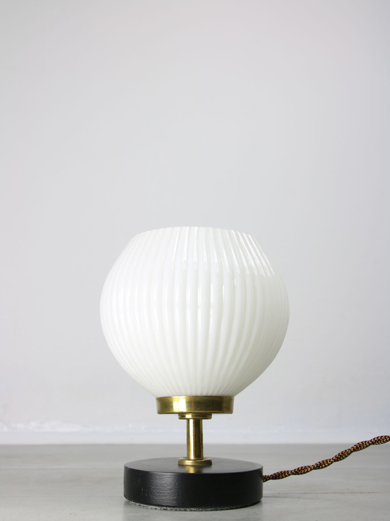 Mid-century brass & opaline table lamp