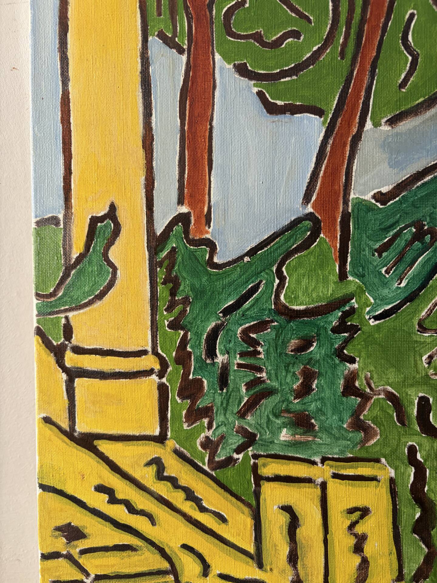 Landscape from the balcony, oil on canvas signed 1982