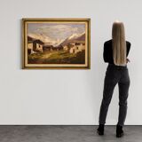 Italian signed mountain landscape painting from 20th century