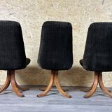 3x 60s 70s chair swivel chair dining chair mid century Danish modern design