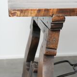 Antique 18th-century Spanish dining table with a wrought iron base