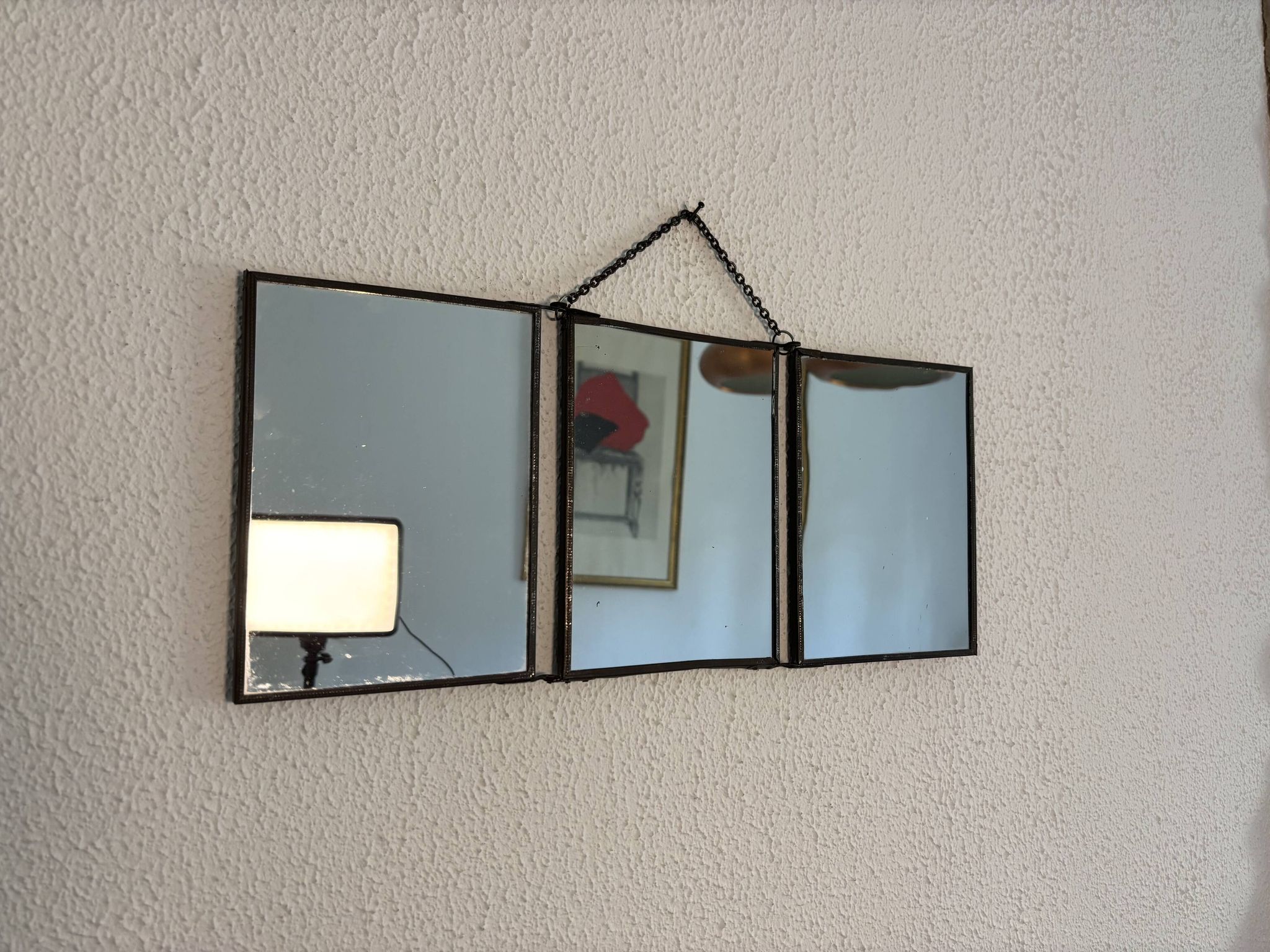 Vintage 1930 triptych mirror barber hairdresser young dancer woman - 19 x