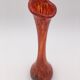 Vase soliflore Murano orange et motifs colorés en verre soufflé  -  XXème siècle