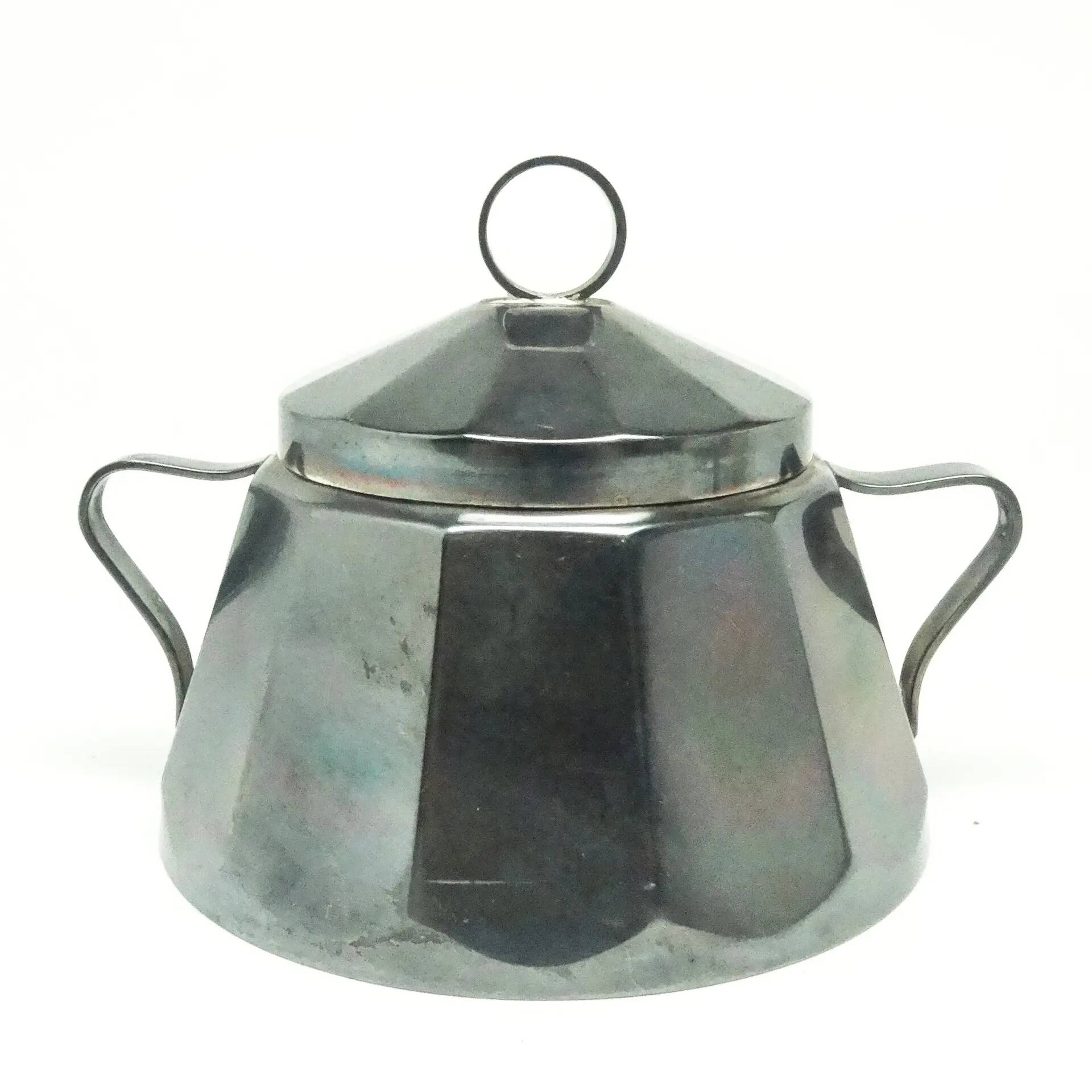 Sugar bowl, postmodernism, silver-plated brass, Poland, 1970s