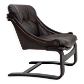 1970s, Swedish design by Åke Fribytter, armchair, furniture leather.