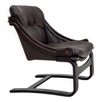 1970s, Swedish design by Åke Fribytter, armchair, furniture leather.