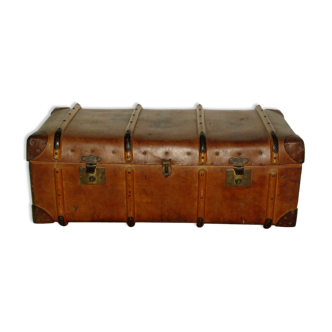 Leather travel trunk