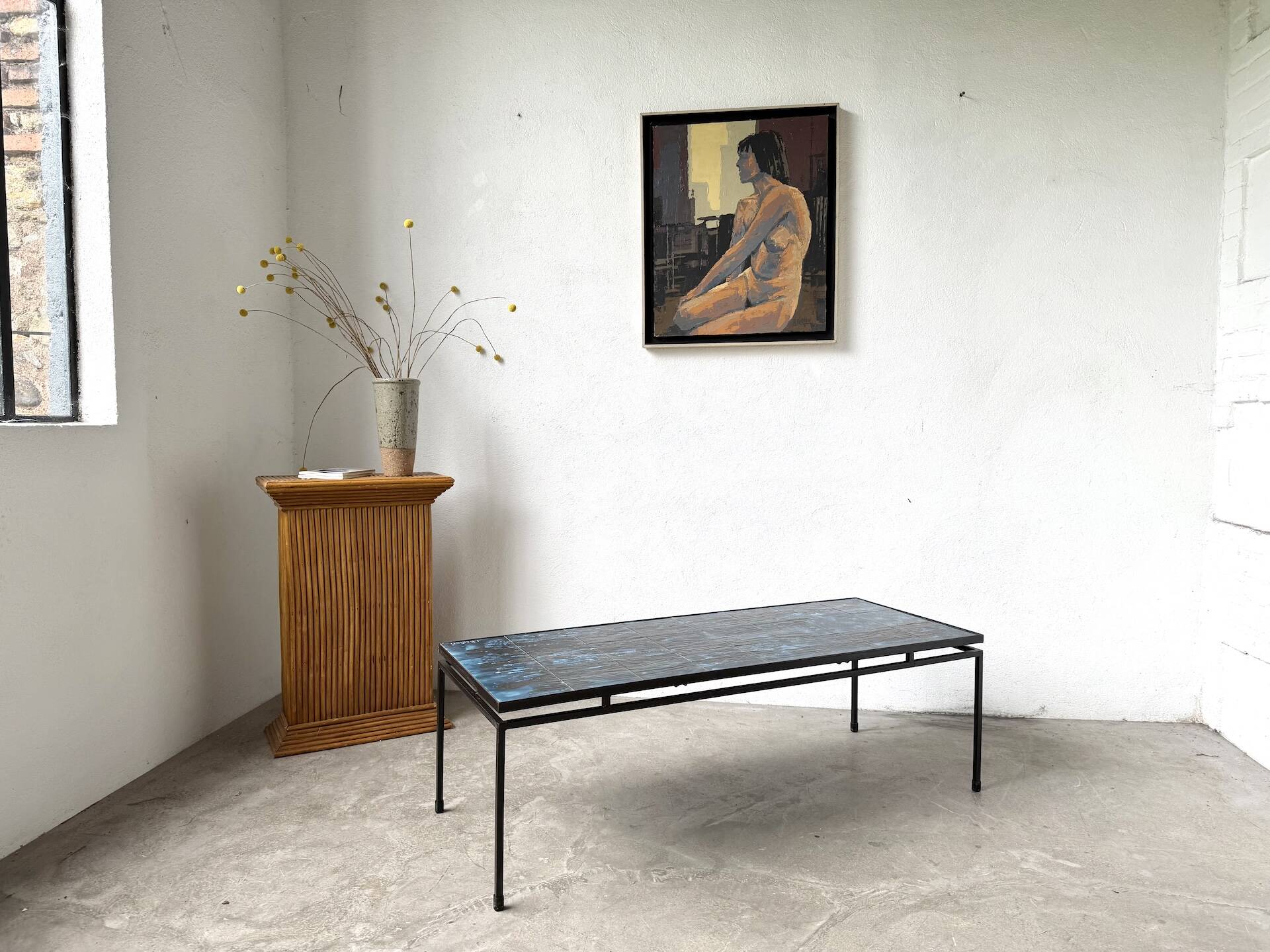 Metal and ceramic coffee table by J. Belarti, circa 1970