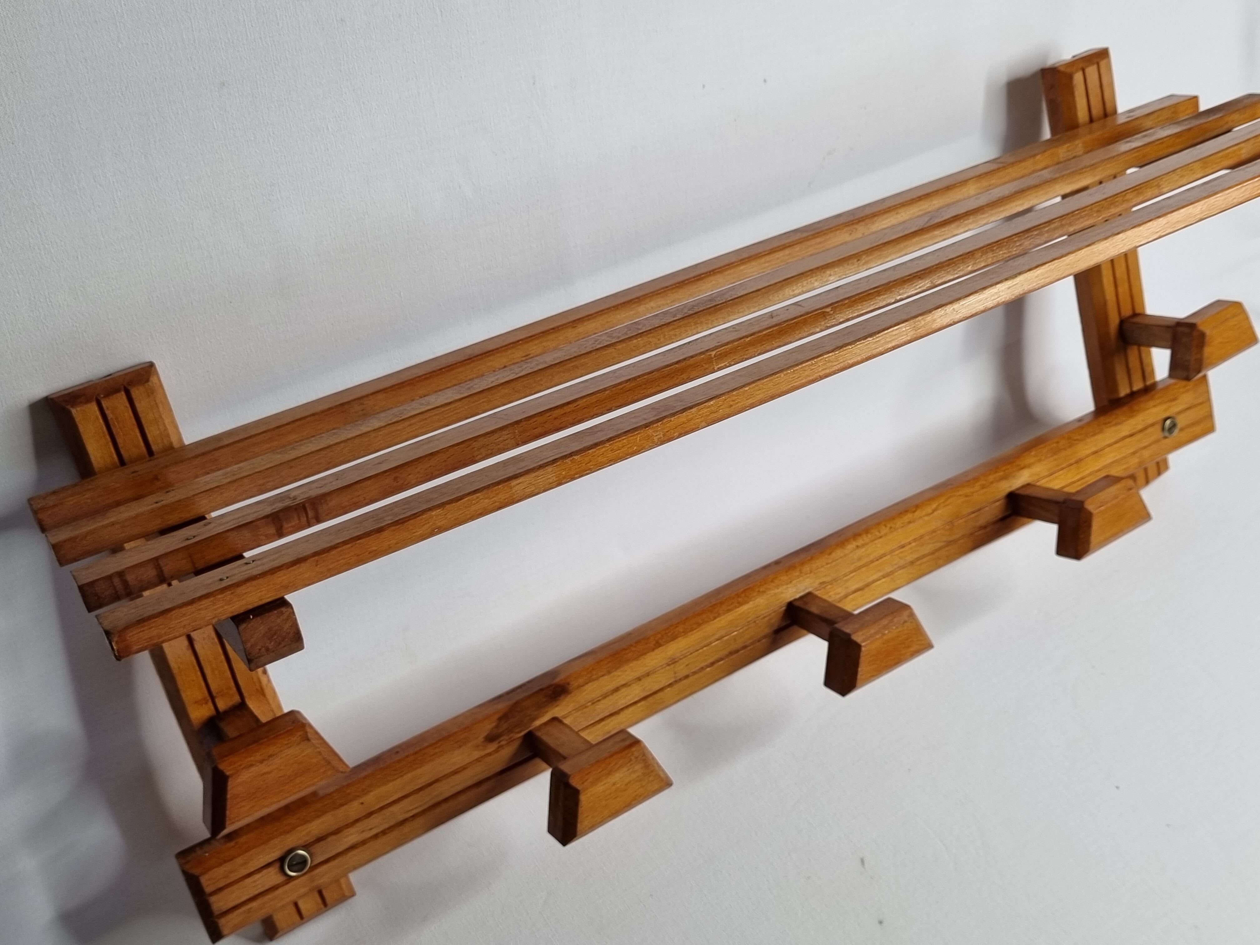 Wooden coat rack, 5 hooks, 74 cm