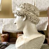 Concrete bust painted in beige - reproduction, detail of "The Dying Slave"