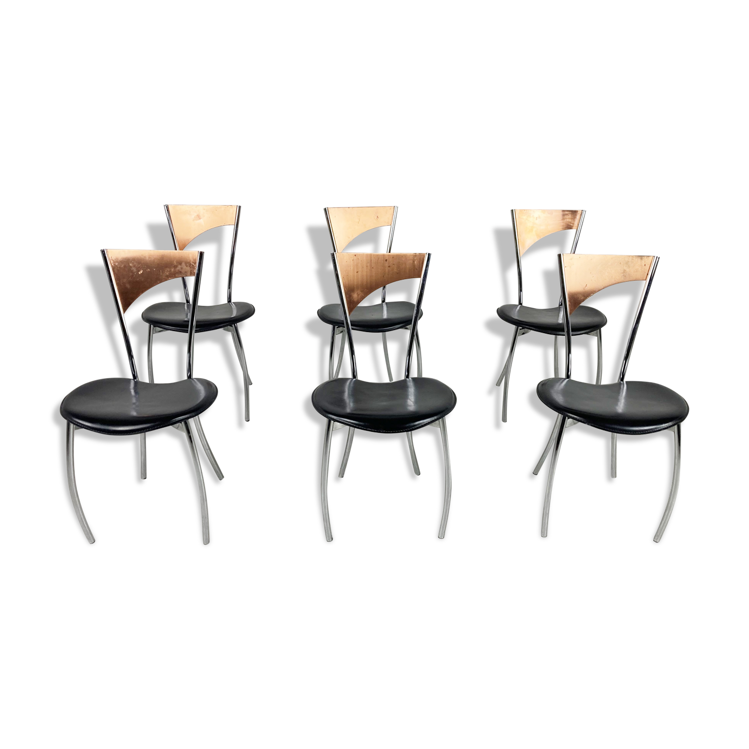 Rare dining chairs in copper by Cattelan italy, 1970s