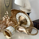Bougeoirs en laiton et nacre