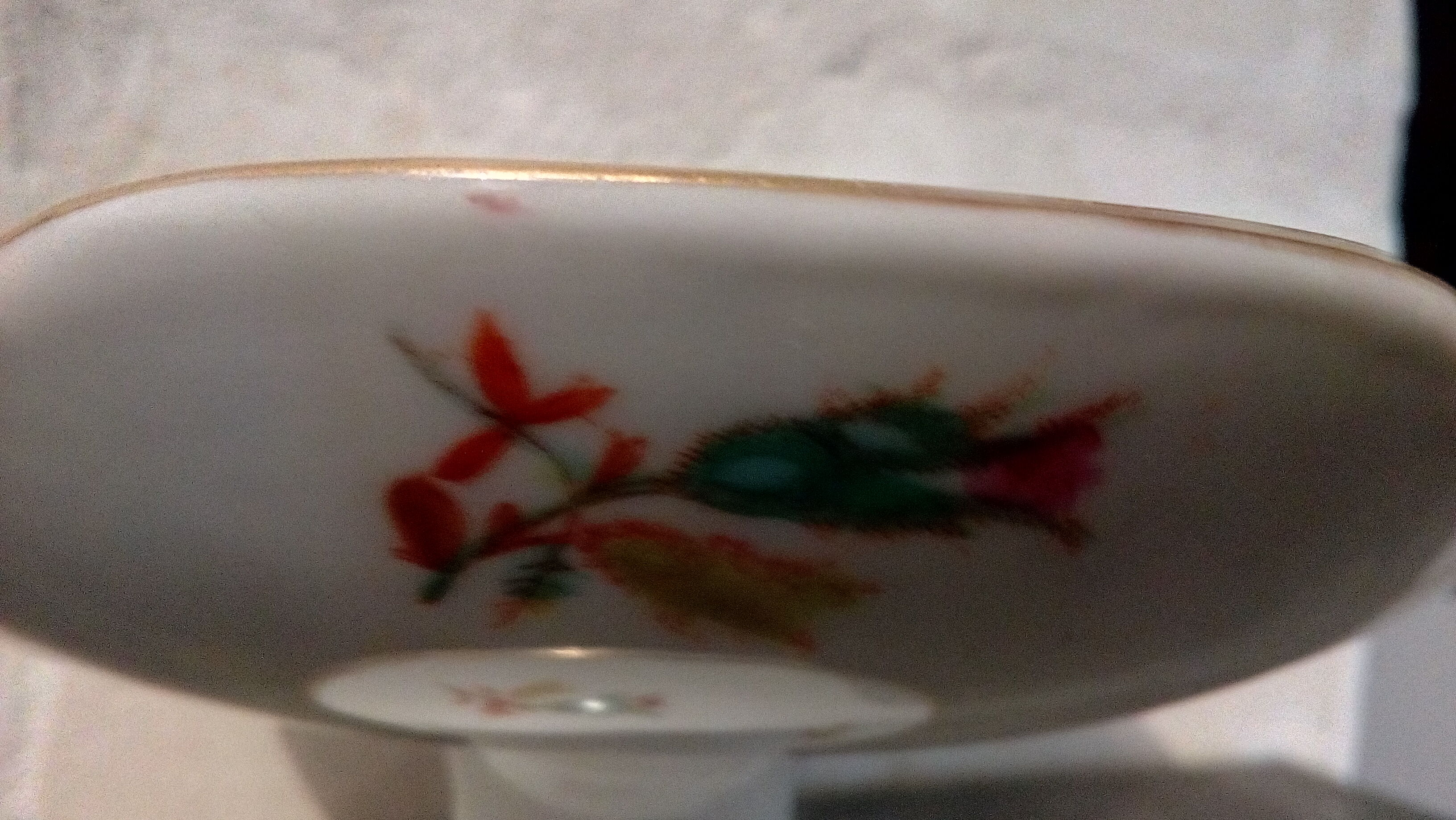 White porcelain &  flowers compotier