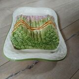 Large antique Barbotine/asparagus platter