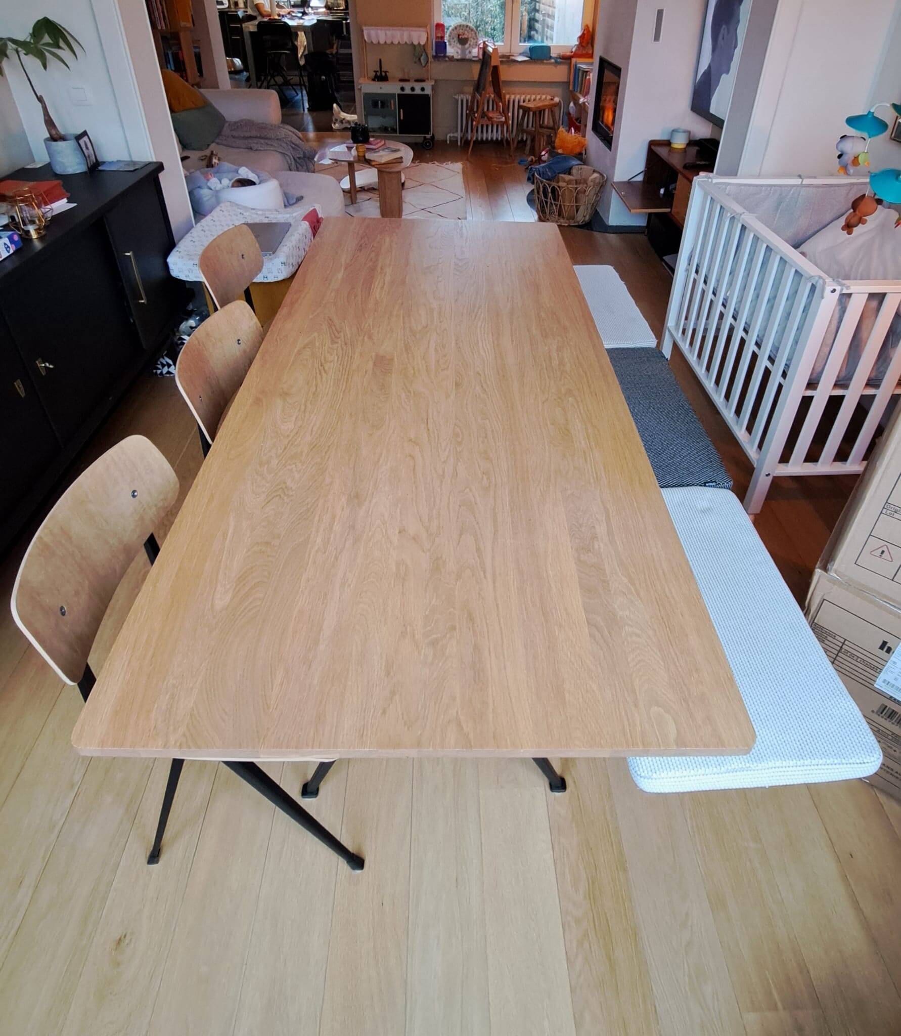 Hay - Pyramid table and bench + 3 Result chairs