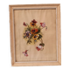Old painting, gouache on paper, floral composition with pansies, framed under glass