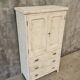 Armoire ancienne française brocante blanche avec tiroirs 83x148 cm