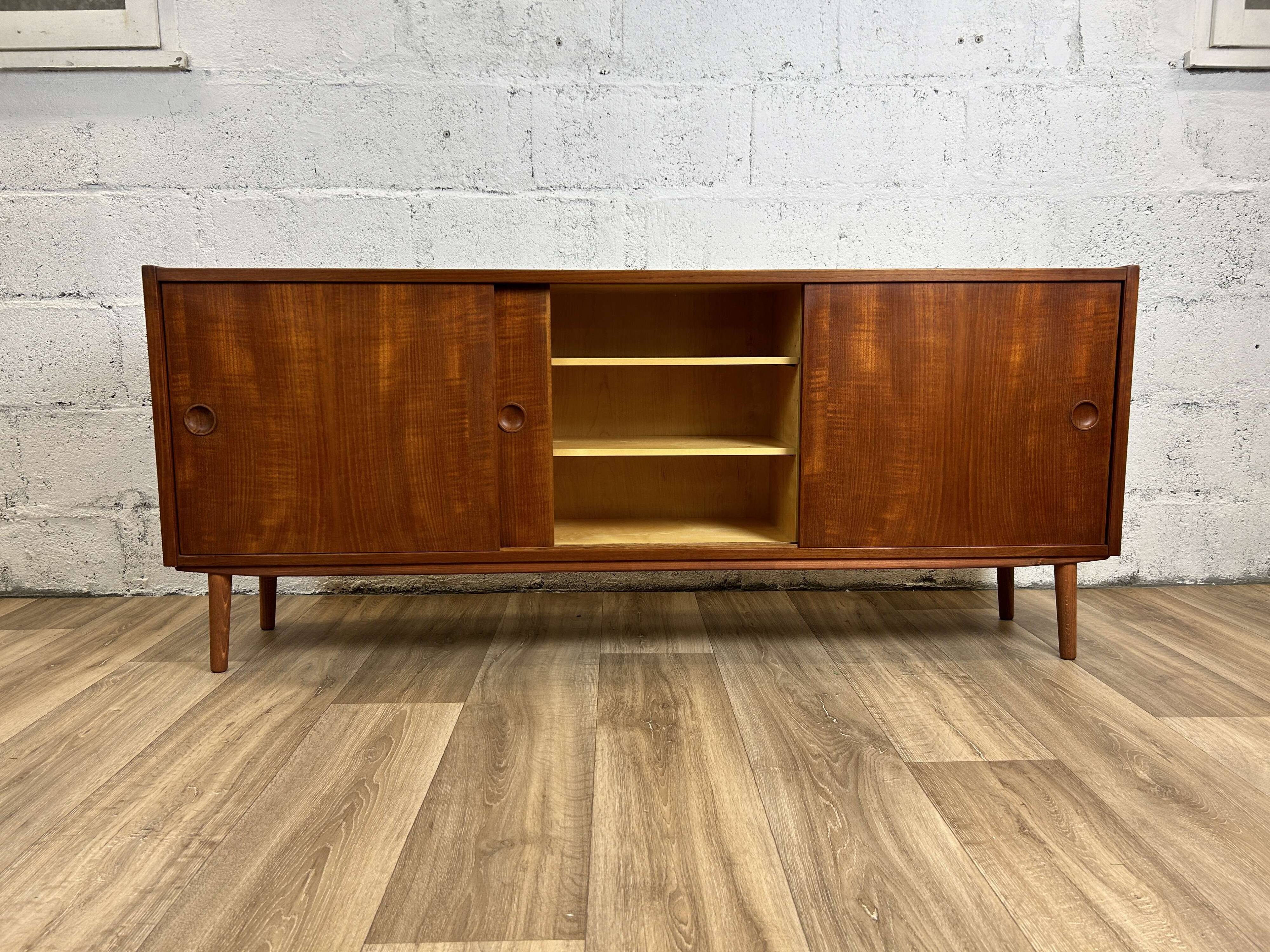 Vintage Scandinavian teak sideboard with 3 sliding doors, 1960s