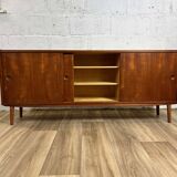 Vintage Scandinavian teak sideboard with 3 sliding doors, 1960s