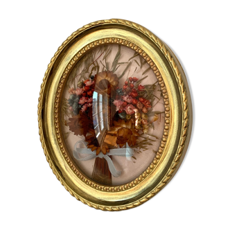 Frame bulging dried flowers