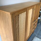 Furniture with wooden secretary and rattan