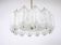 J.T. Kalmar brass chandelier with textured ice glass, Austria, 1950s