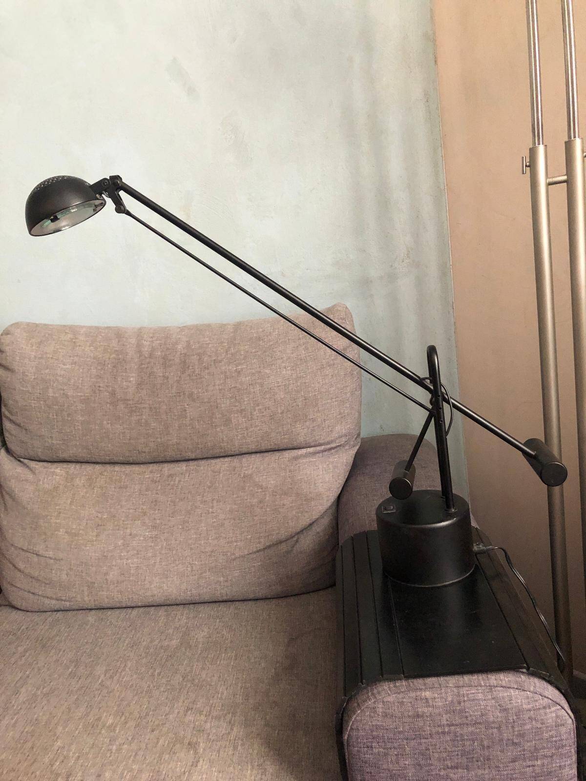 Lampe architecte métal noire vintage à bascule double contrepoids