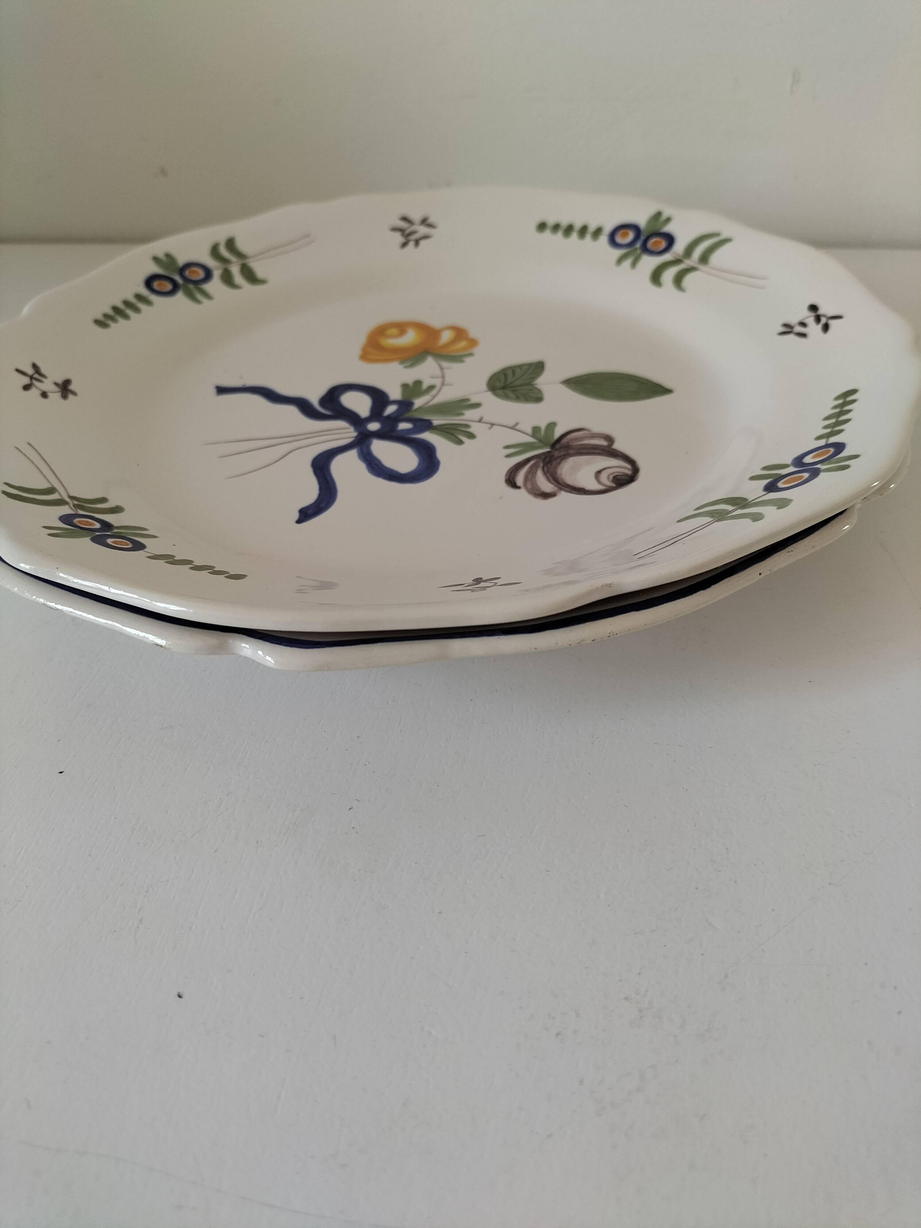 Pair of antique hand-painted plates