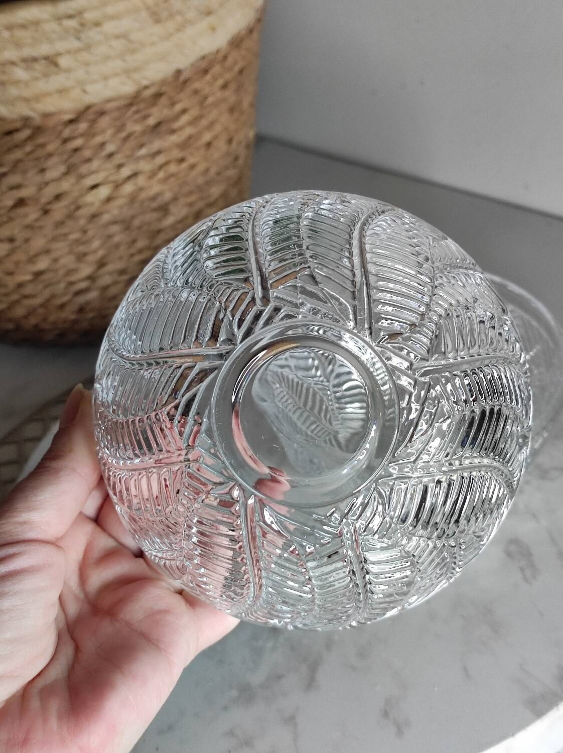 Cut glass bowls with foliage patterns