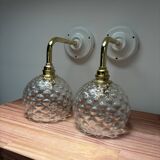 Pair of vintage bubble globe wall lights