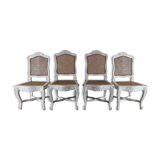 4 cannate chairs in patinated wood