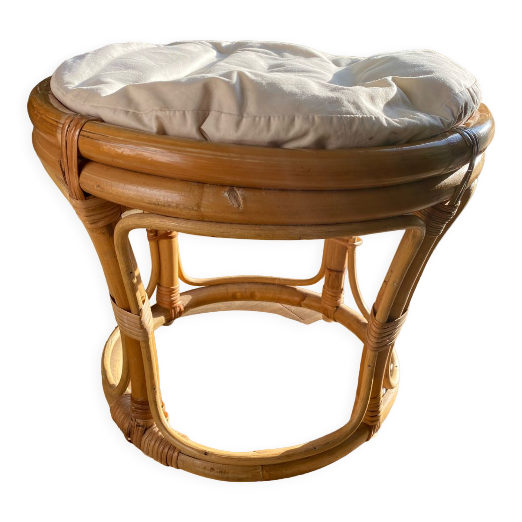 Tabouret en bambou années 50