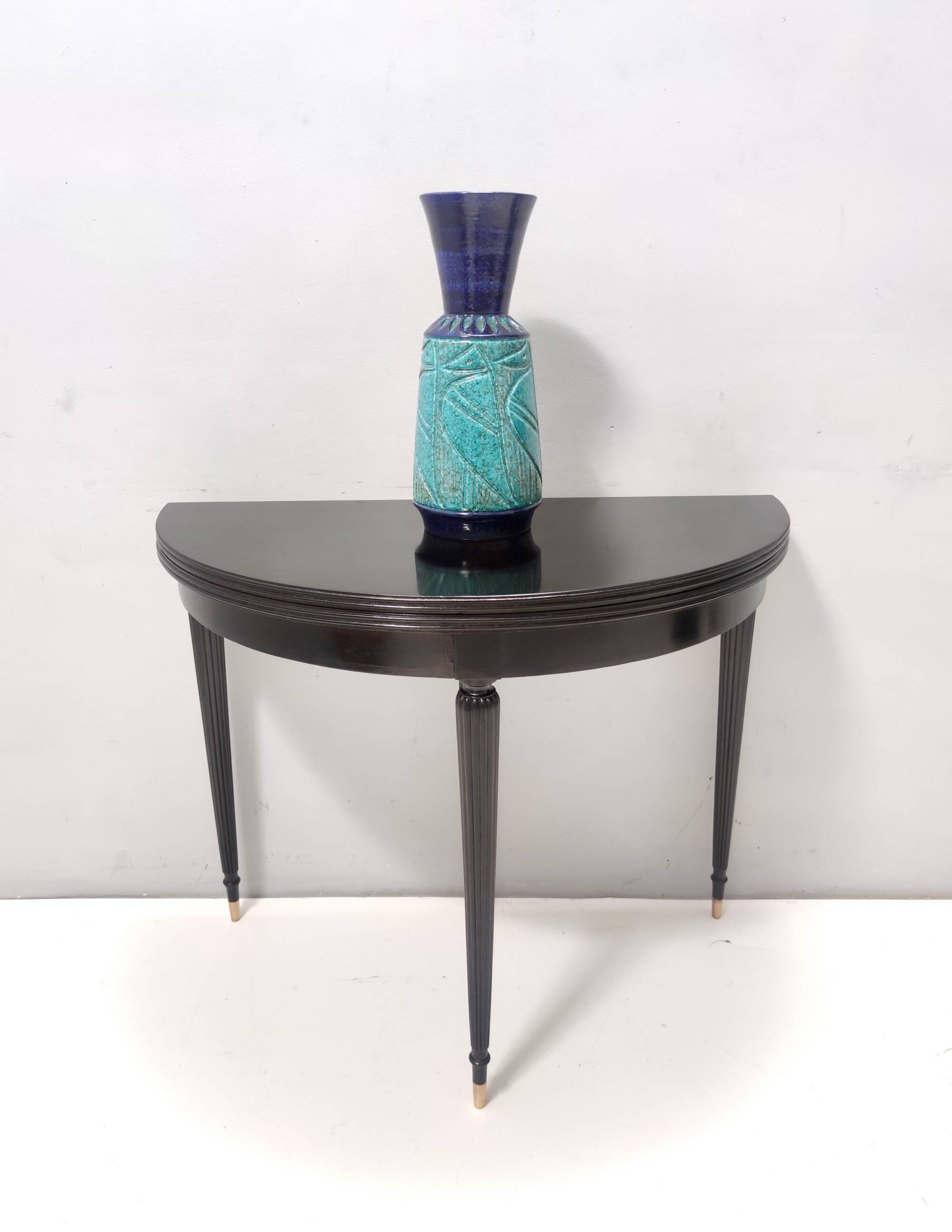 Blue and Teal Ceramic Vase in the style of Bitossi