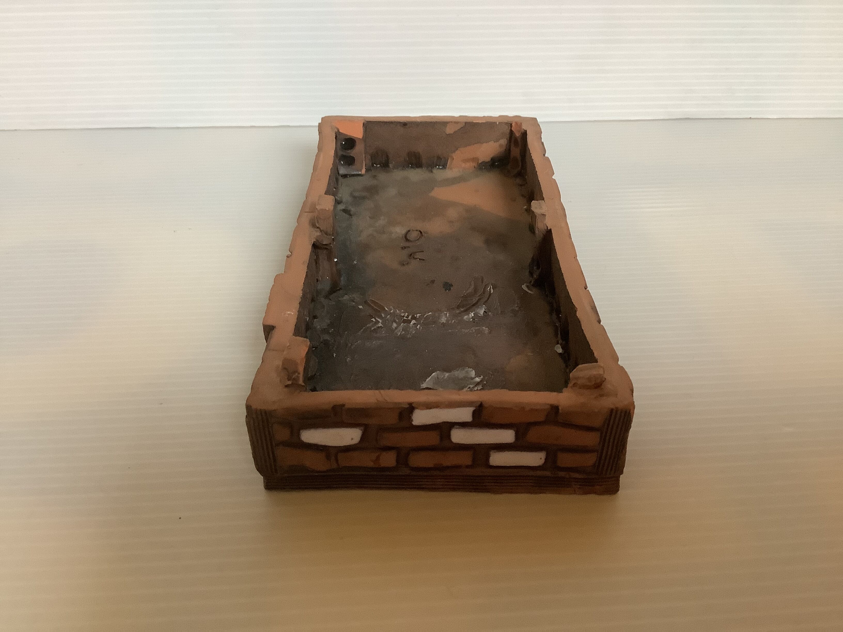 Homemade glazed terracotta candle box
