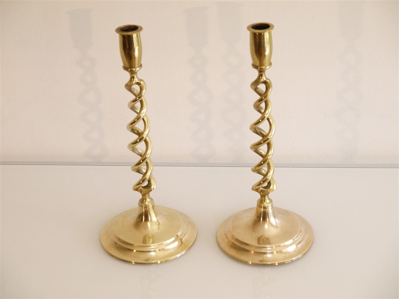 Pair of vintage 1960 brass candle holders